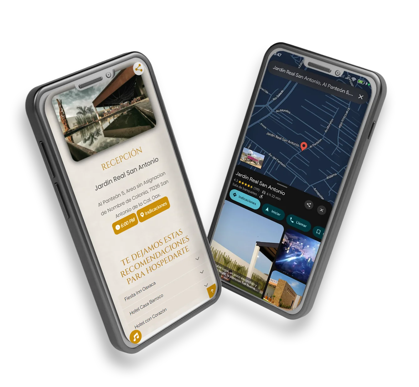 Celulares con muestra de GPS en la invitación